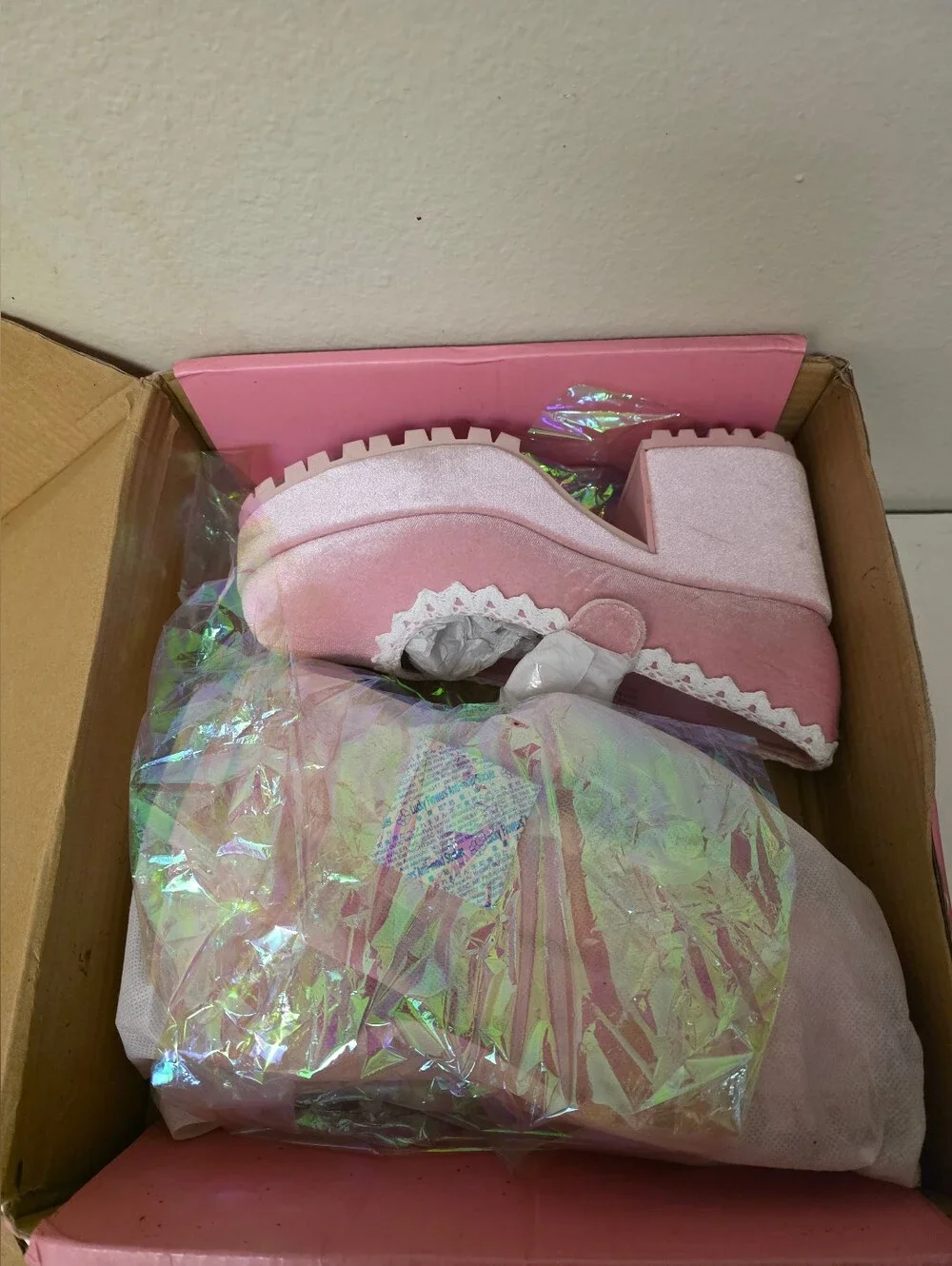 Sugar Thrillz Pink Velvet Mary Jane Block Heel